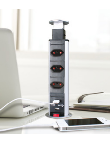 POWER PLUG 3T 2USB 110-250V 16A PRETO  822.91.121